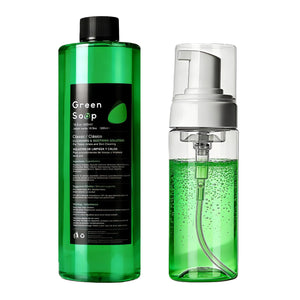 Jabón verde Yuelong para tatuajes en botella de 500 ml, limpieza profesional suave.