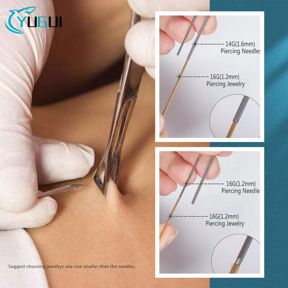Aguja Yugui 16G para múltiples perforaciones con seguridad.