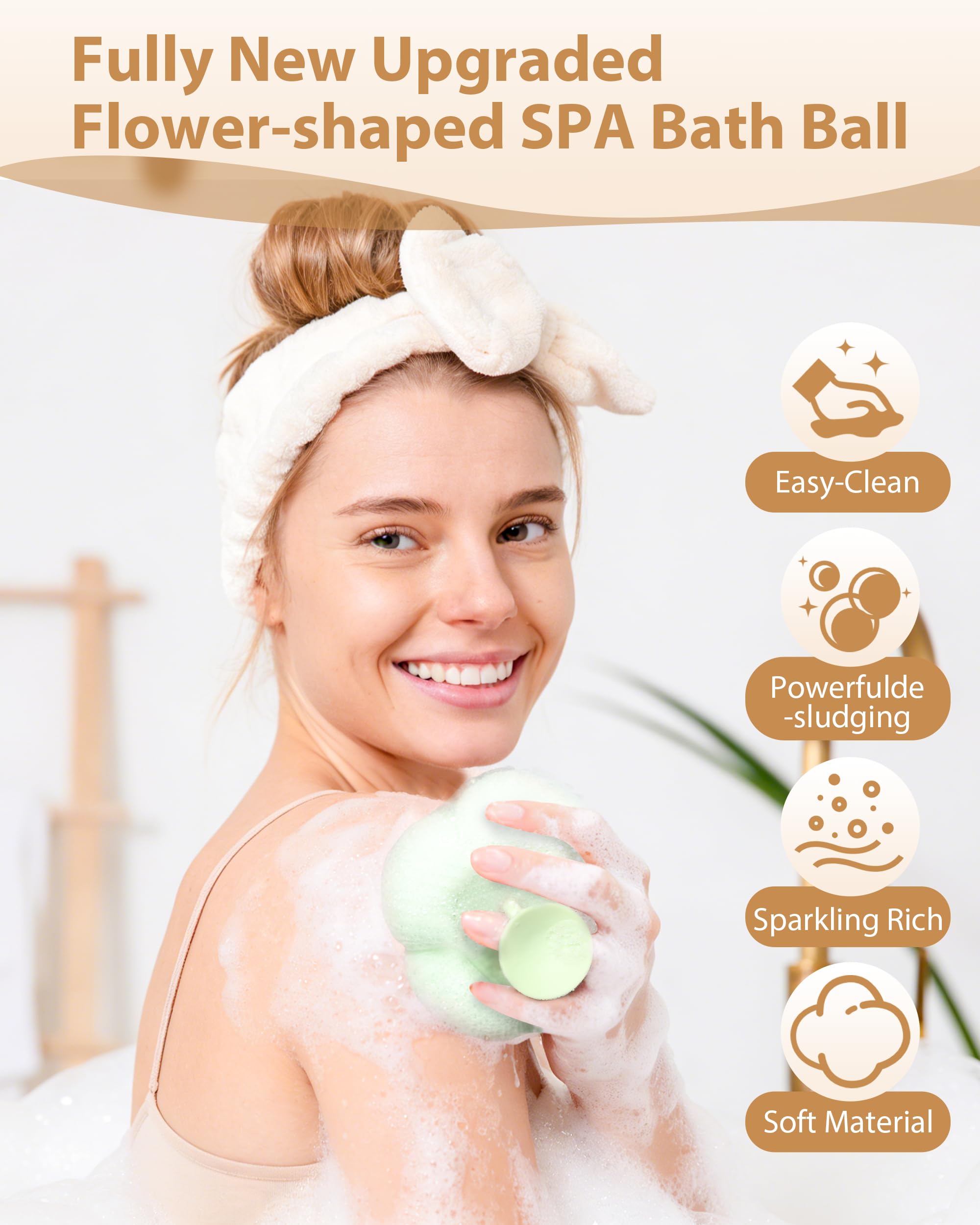 Bola exfoliante 2 en 1 YUMMIS con malla para exfoliar y suavizar la piel
