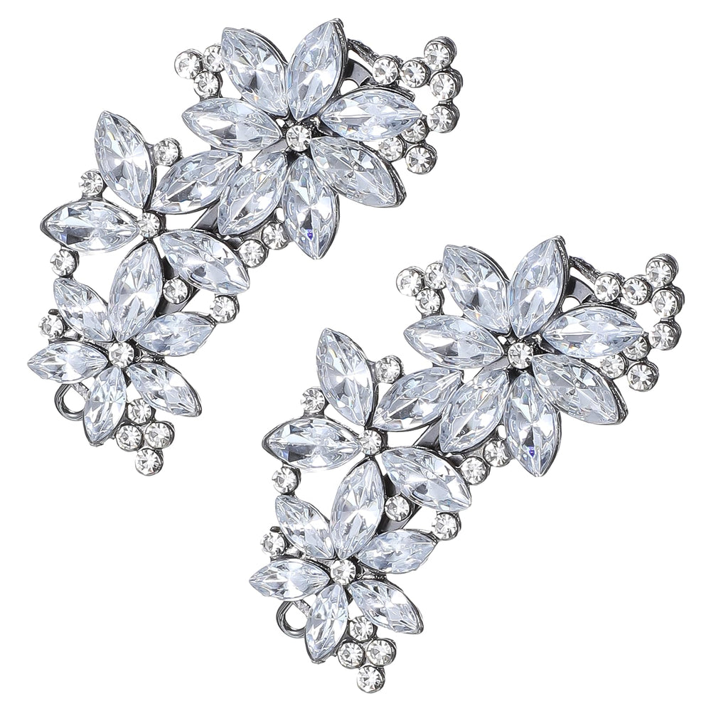 Pinzas de cristal plateadas Yuomeaz, conjunto de 2 piezas para peinados elegantes.