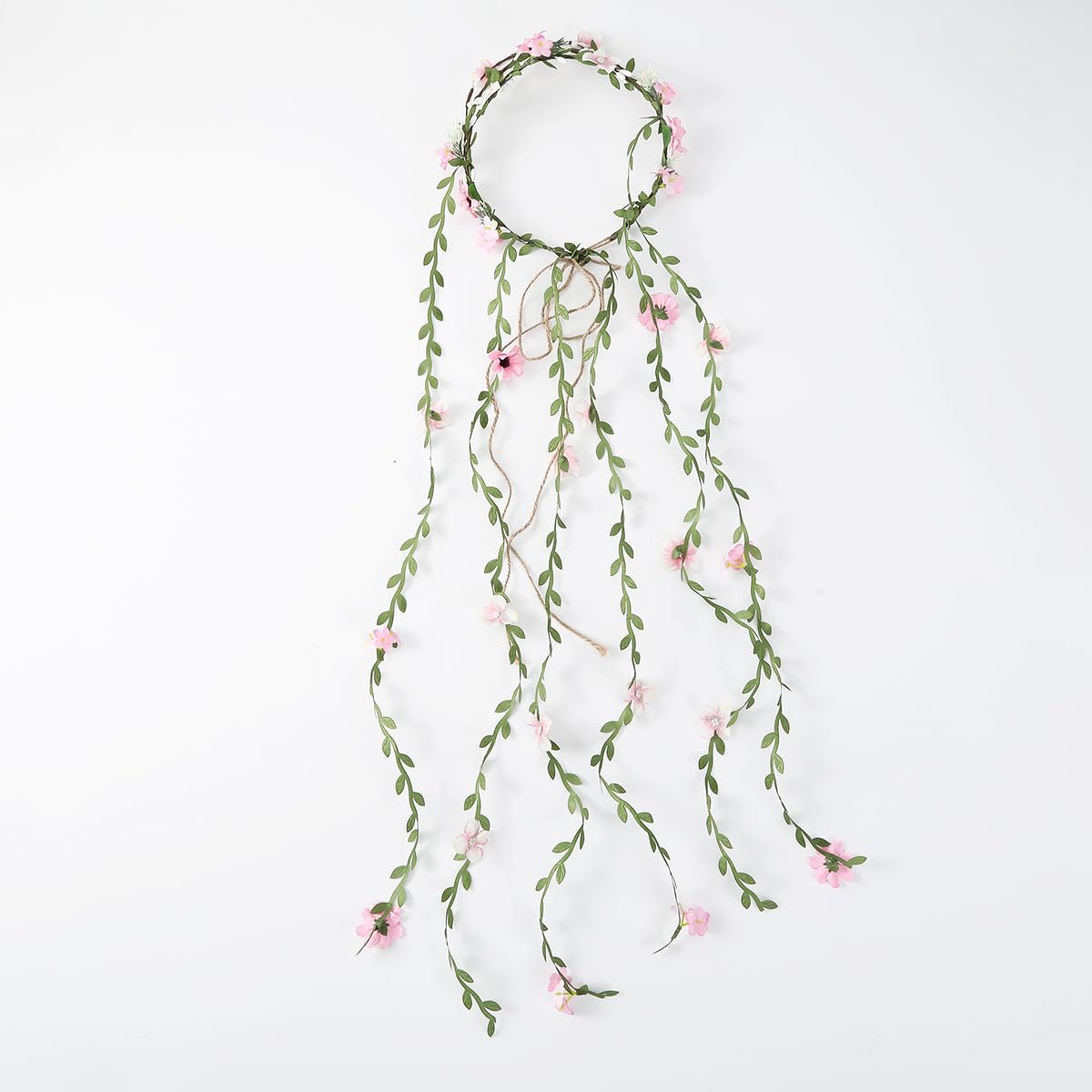 Adorno de cabello Yuruyi con flor rosa y mimbre, ajuste cómodo todo el día.