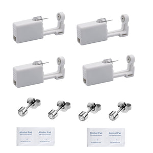 YWDKJGS kit de piercing con aretes de 4 mm en plata, todo lo necesario para empezar.