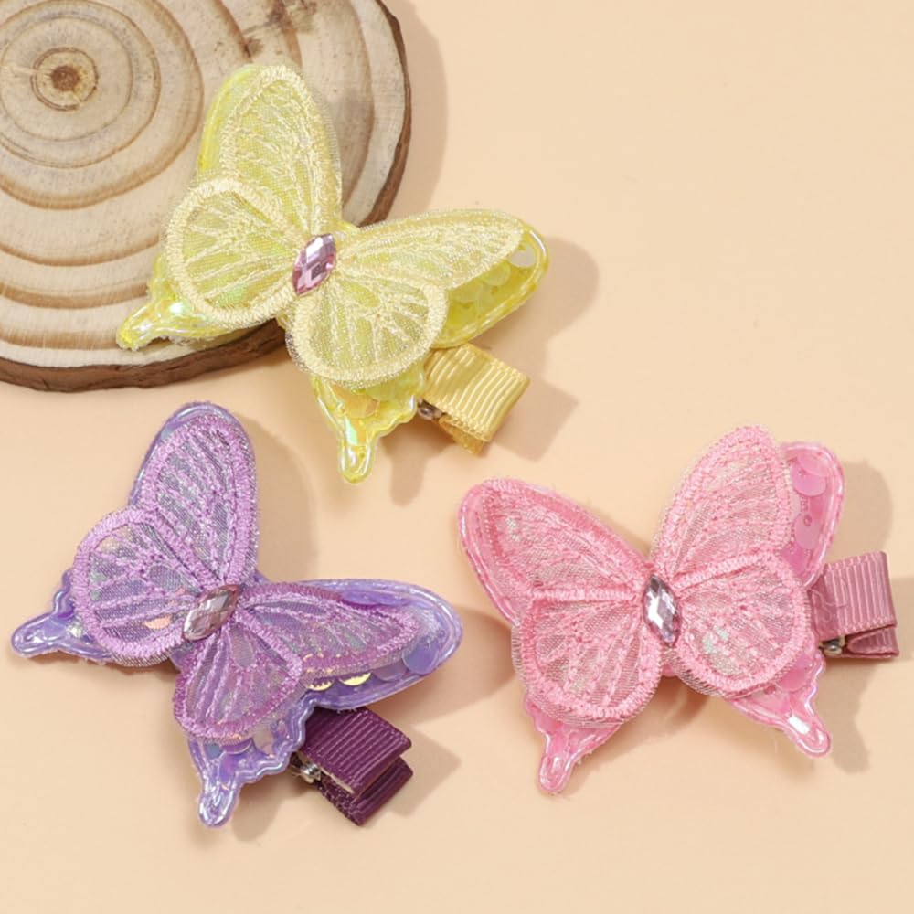 YYKITCHEN mariposa clip color rosa para niñas, brillo y encanto seguro