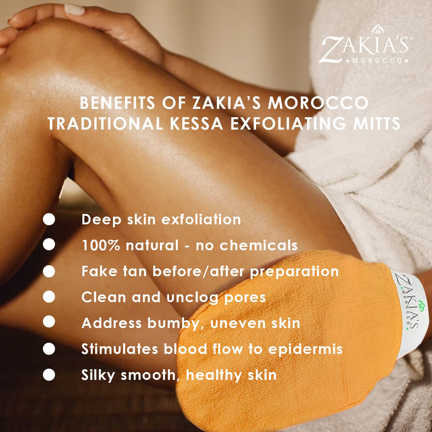 Zakia's Morocco Kessa Glove, textura closeup, exfoliación natural sin químicos