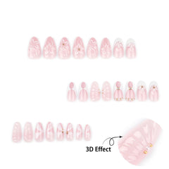 ZASKHLD uñas pegables blanco frances con cristales dorados para eventos.