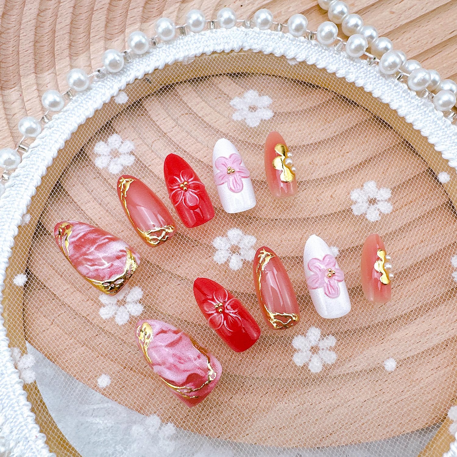 Uñas ZASKHLD de forma almendra media, ajuste cómodo.