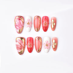 Uñas ZASKHLD con flores de durazno, estilo fresco.