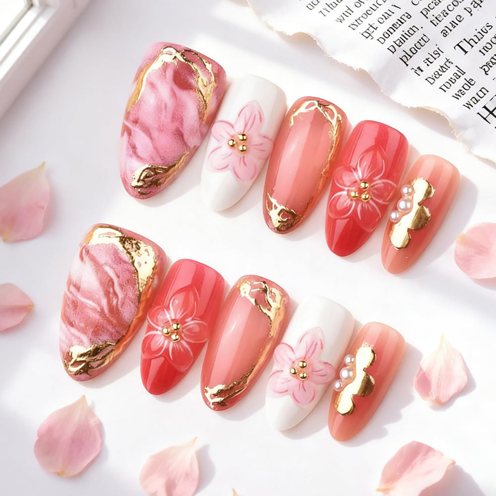Uñas ZASKHLD en gradiente rosa, perfecto para uso diario.