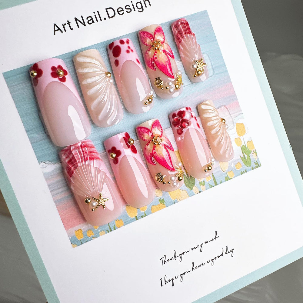 Uñas ZASKHLD con diseño de concha para estilo playa