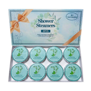 ZAYIGUDA bombas ducha mentol eucalipto en empaque, aroma fresco que perdura.