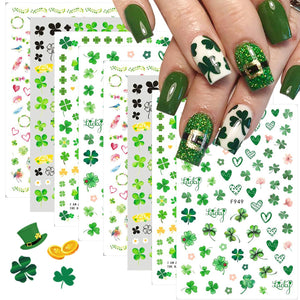 ZDIWOO pegatinas de uñas con tréboles para Día de San Patricio, acabado duradero.