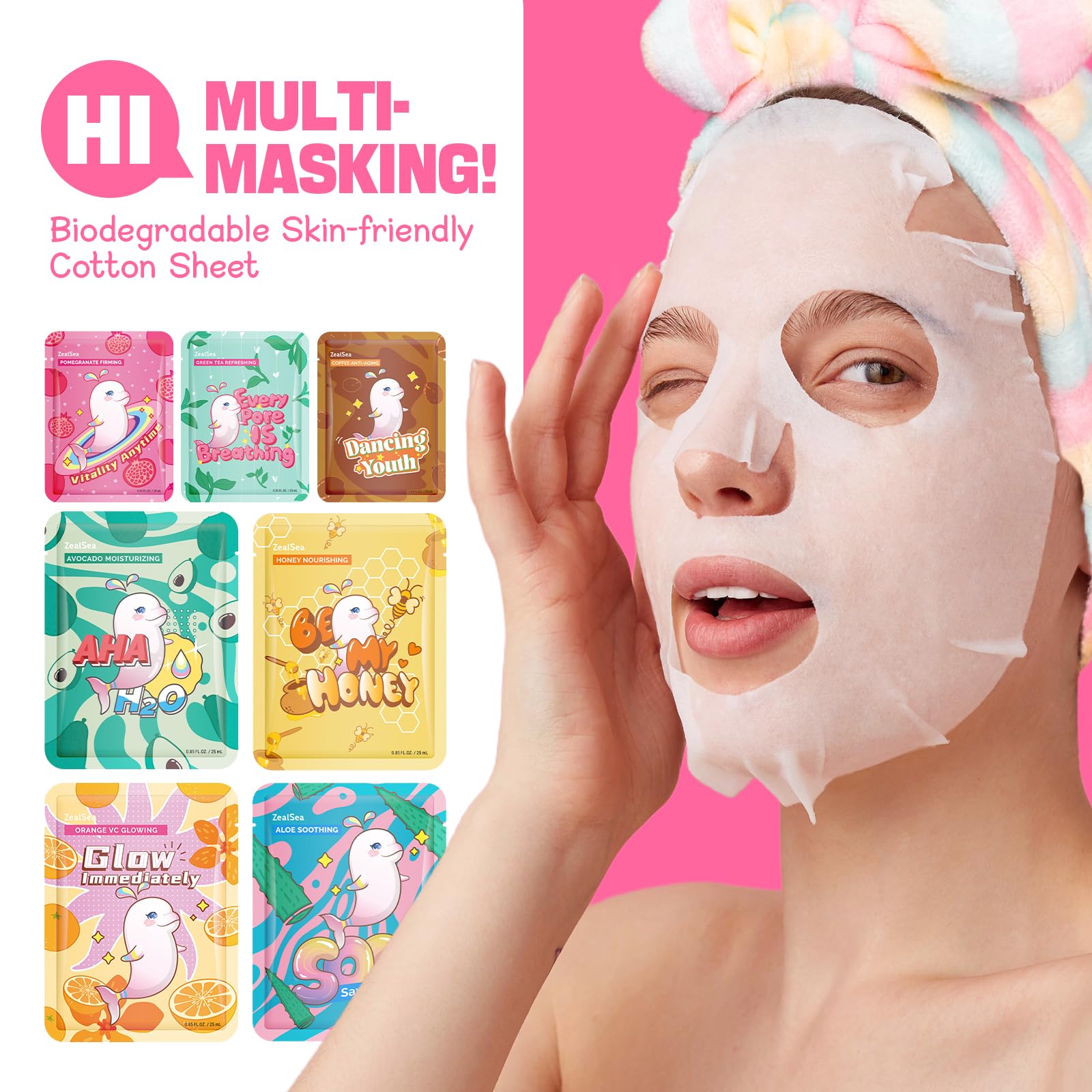 Mascarilla ZealSea aloe vera y té verde para hidratación suave