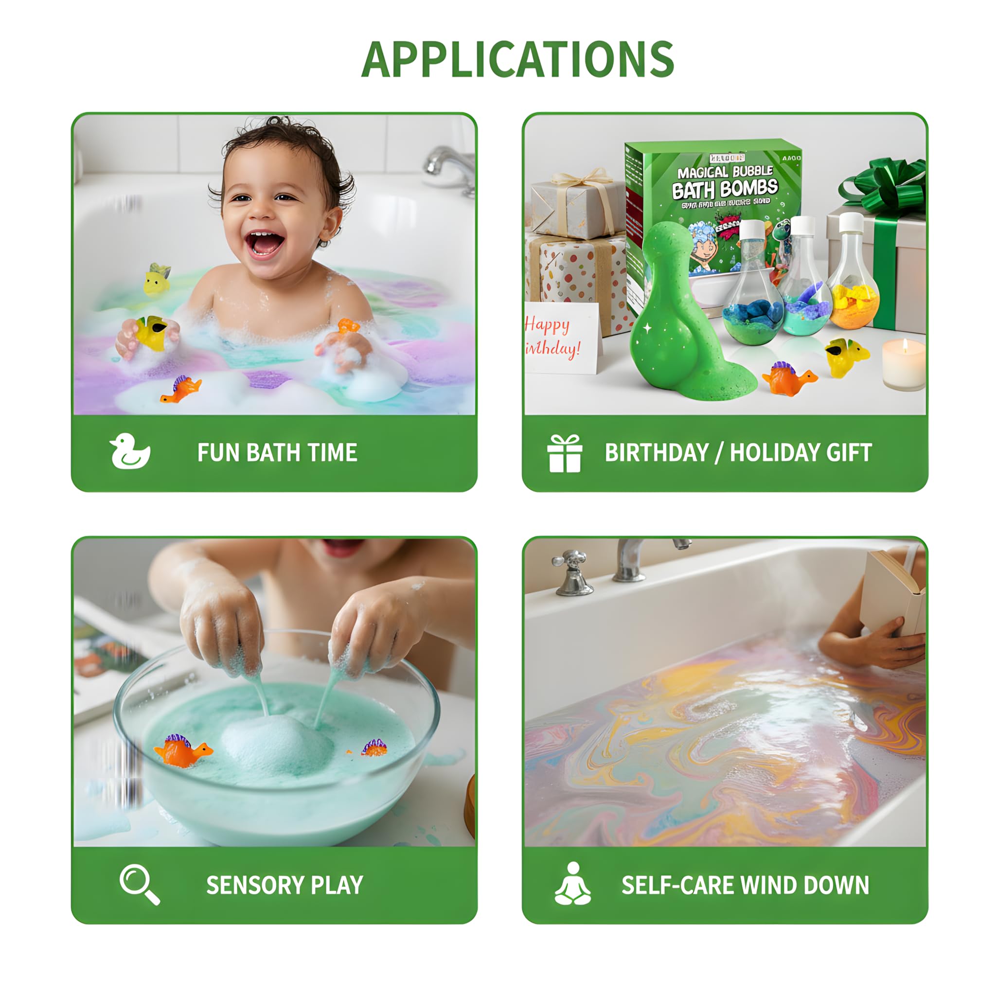 Coloridos polvos para baño crean espuma y burbujas sin manchas