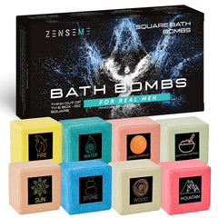ZenseMe bombas de baño para hombres cuadradas: relajación y aroma duradero.