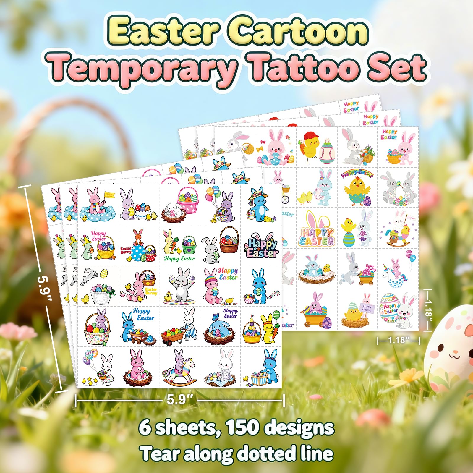 Tatuajes Zerobe Pascua aplicación fácil: listo para pegar en segundos.