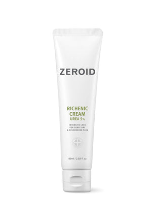 Zeroid Richenic Cream con Urea 5% en botella para hidratación profunda en piel seca