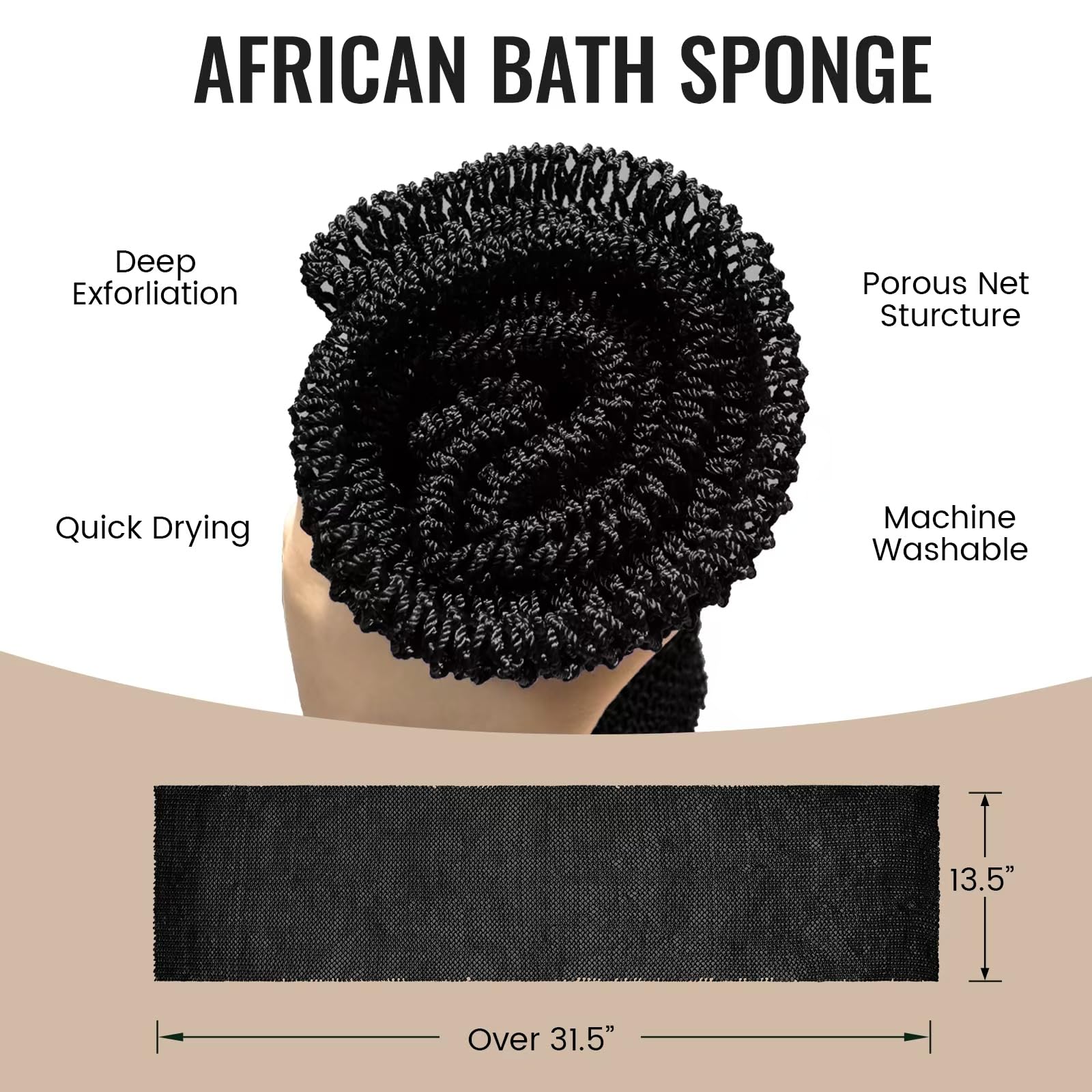 Esponja Zerwhil de red africana de talla grande para espalda.