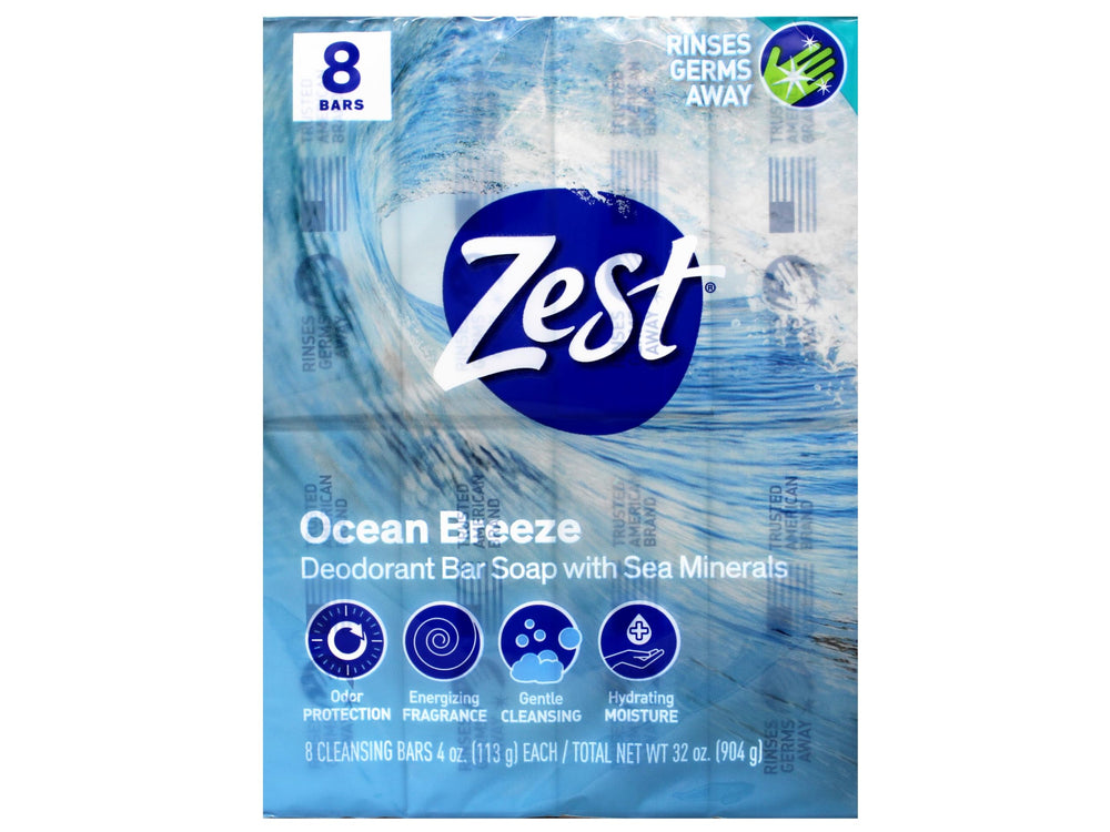 Zest Ocean Breeze: minerales marinos para piel limpia y suave.