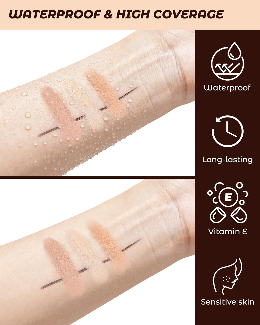 Corrector ZEVNI Wonder textura cremosa que se desliza sin esfuerzo.