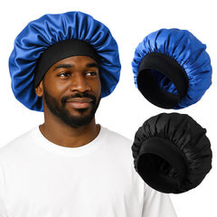 ZHENSILK bonete de seda para dormir en negro, protege rizos durante la noche.