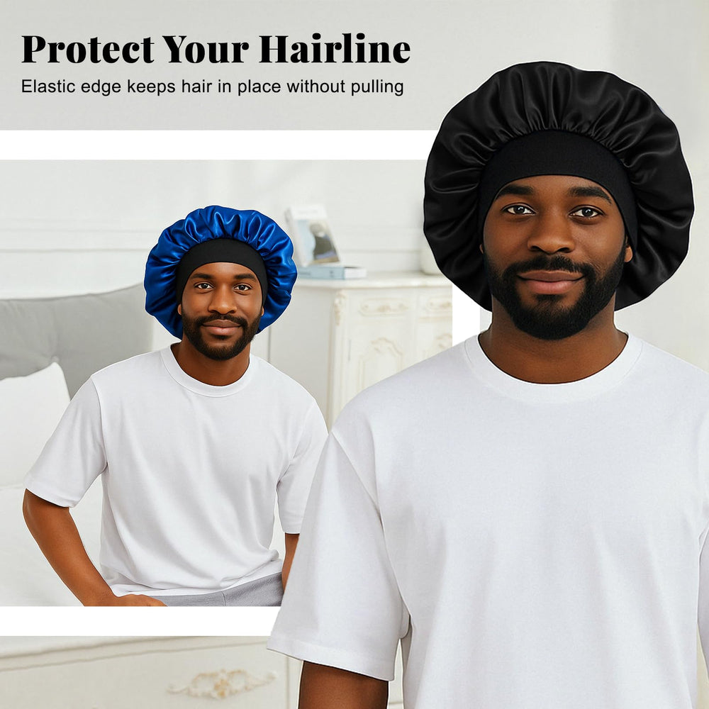 ZHENSILK bonete de seda para dormir en plata, ideal para cabello rizado.