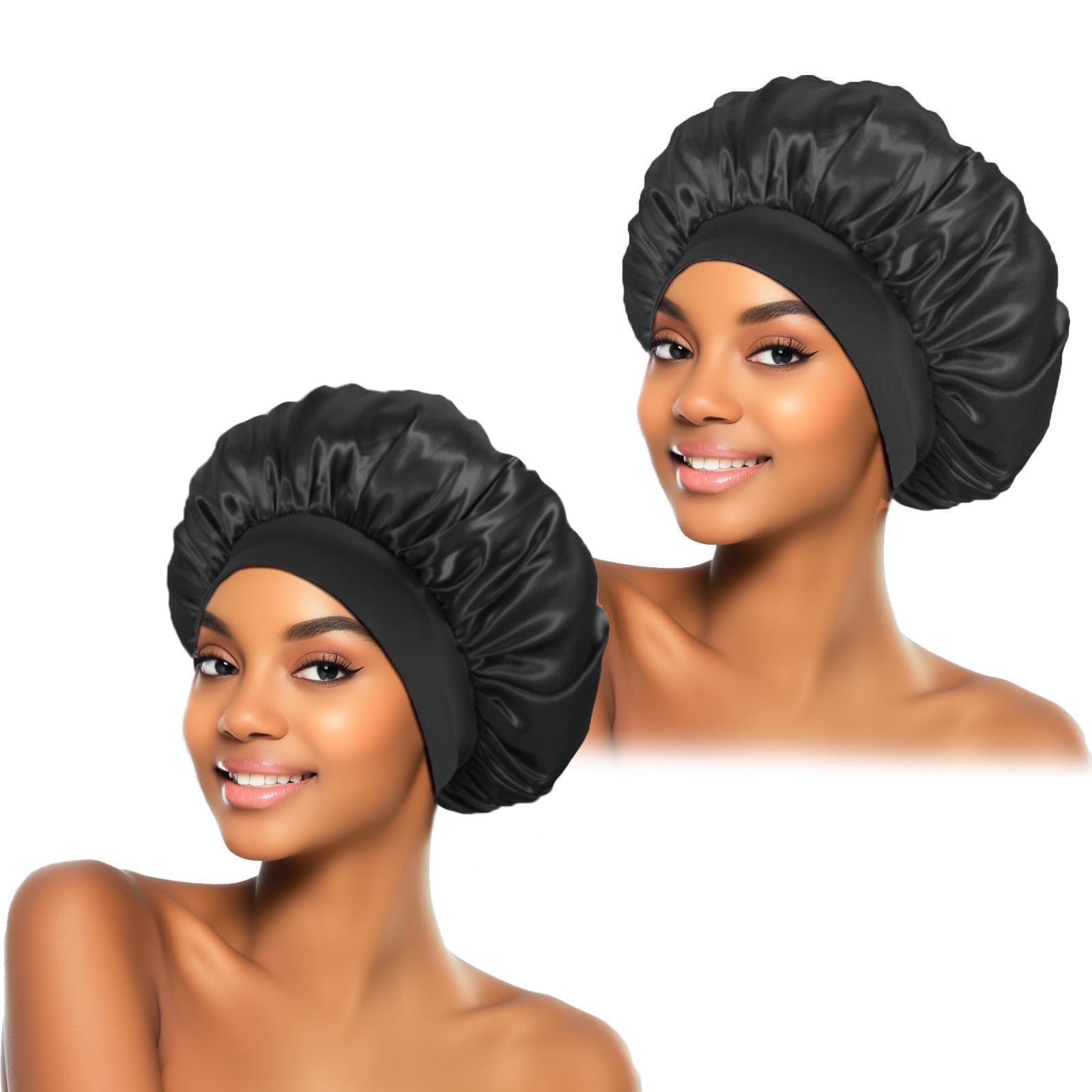 ZHENSILK bonete seda dormir negro protege el cabello durante la noche.