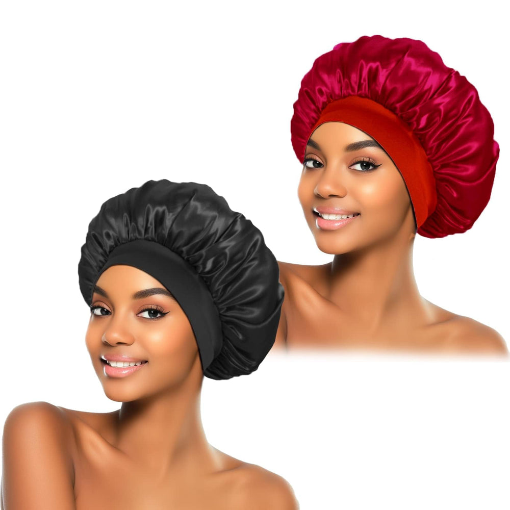 Bonete de seda ZHENSILK para dormir, color negro burdeos, protege el cabello durante la noche.
