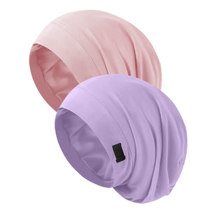 Gorro de seda ZHENSILK con ajuste purpura para dormir: protege el cabello y evita frizz.