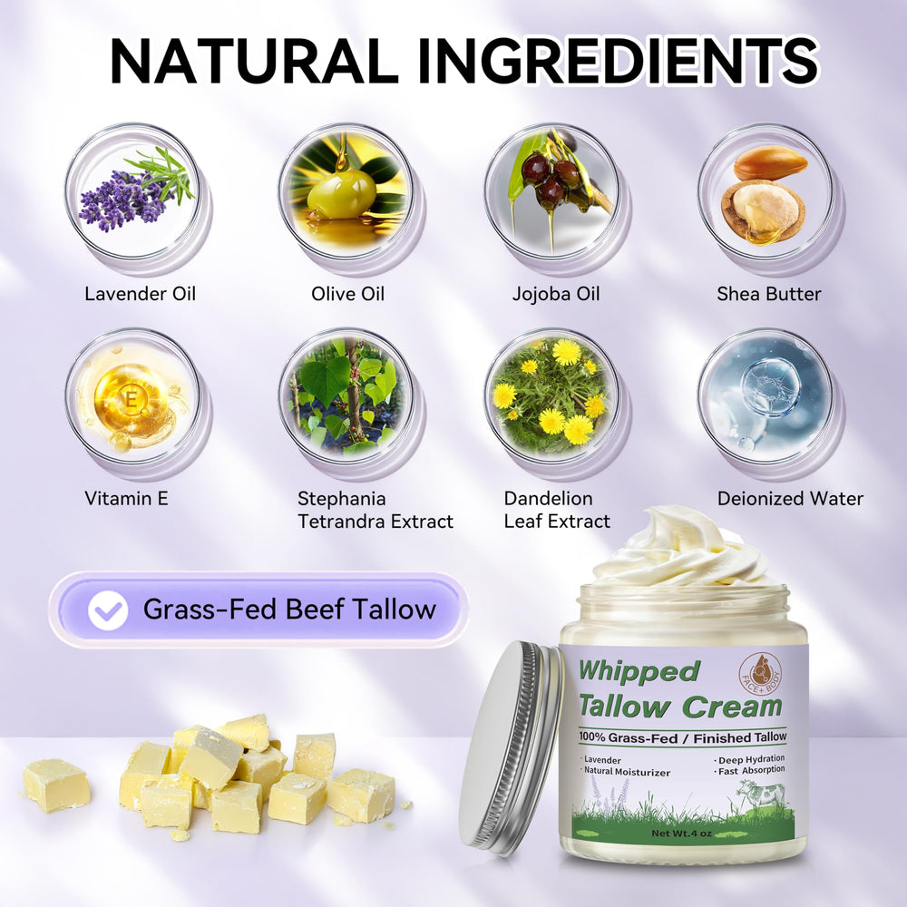 Manteca de res alimentada con pasto y aceites naturales con vitaminas.