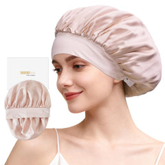 ZIMASILK bonete de seda ajustable con botón para dormir sin fricción en el cabello.