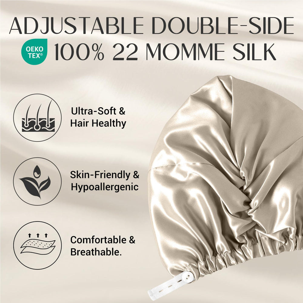Bonete ZIMASILK de seda textura lisa para reducir frizz y tirones nocturnos.