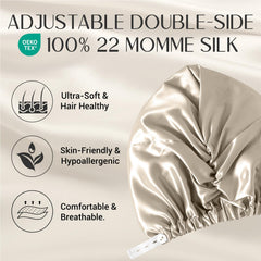 Bonete ZIMASILK de seda textura lisa para reducir frizz y tirones nocturnos.