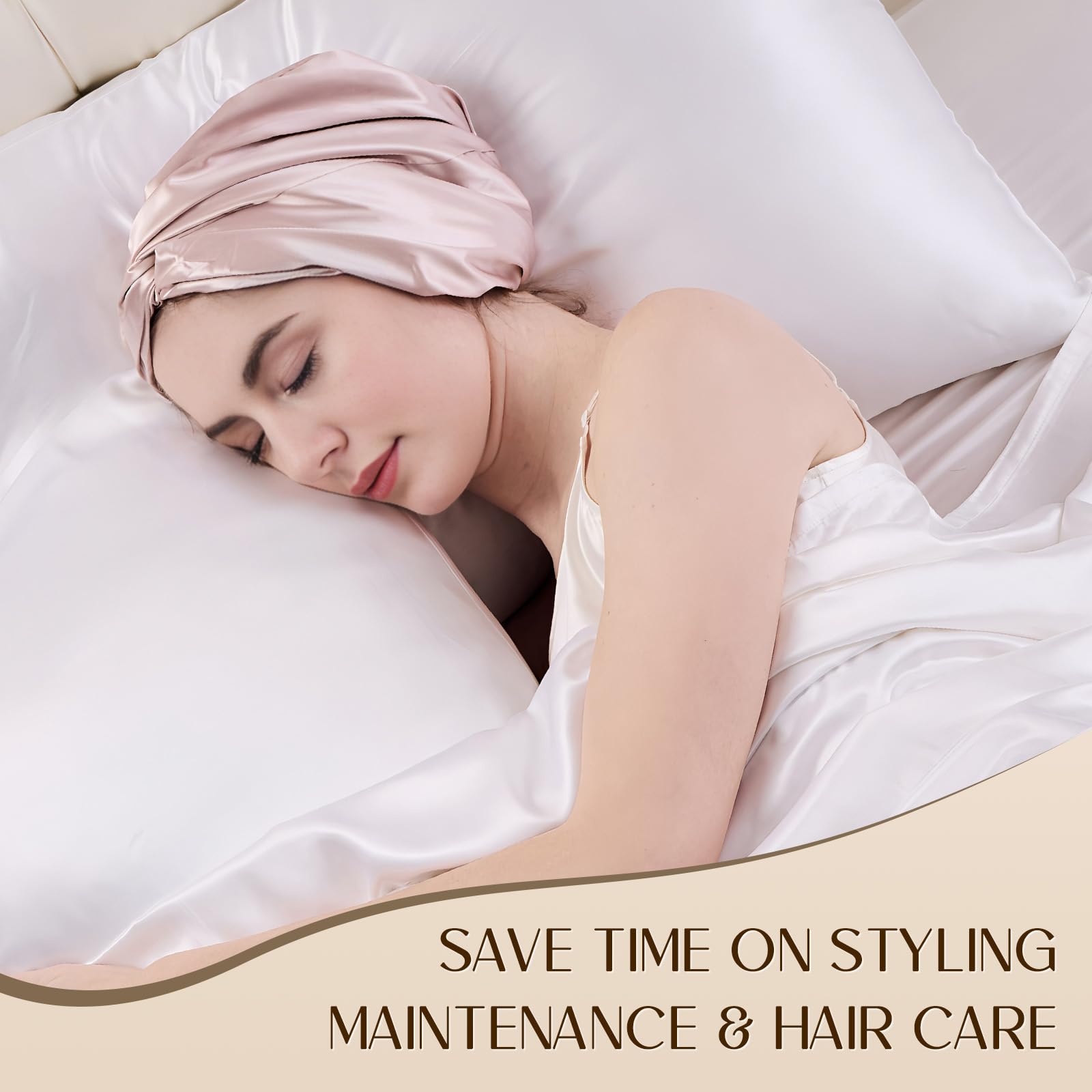 Gorro ZIMASILK de seda protege el cabello durante la noche.