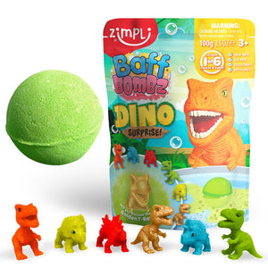 Bomba de baño Zimpli Kids Dino grande, exterior iluminado, ideal juego creativo en la bañera.