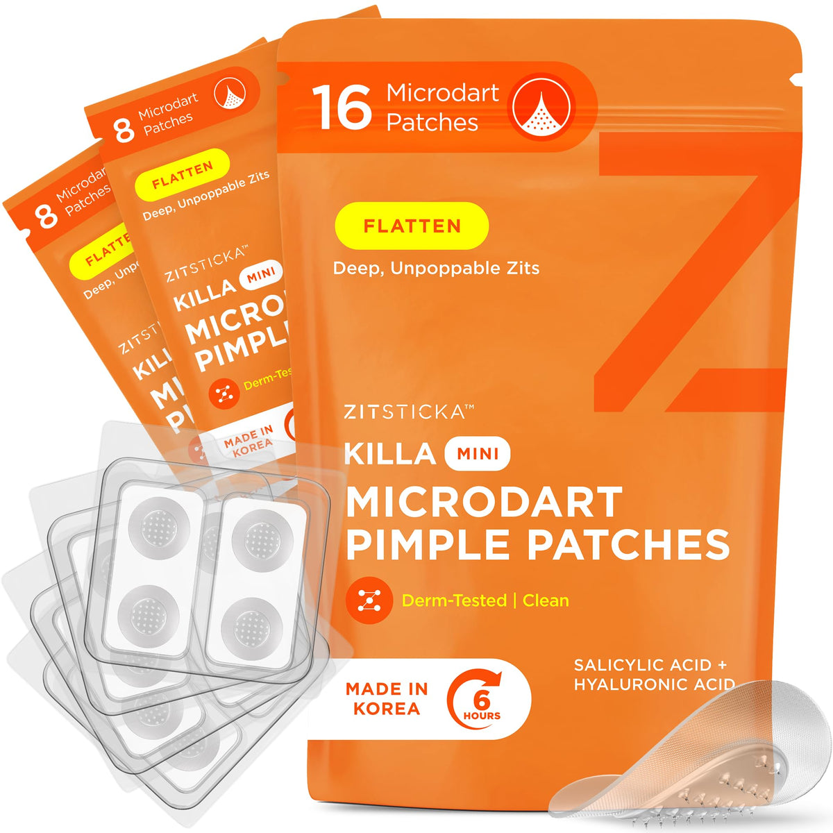 Parche ZitSticka Killa mini para acné, empaque reutilizable para viaje.