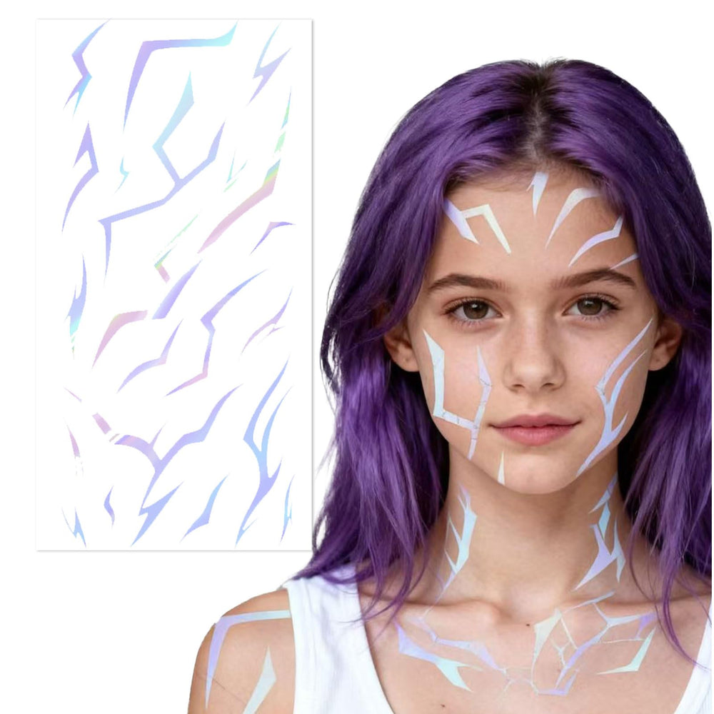 Tatuaje iriscentes de Zizzy Zuzim para el cuello, efecto cambiante ideal para cosplay