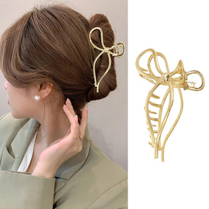 ZJHGDR clip-pelo lazo dorado metálico ofrece sujeción duradera para peinados elegantes.