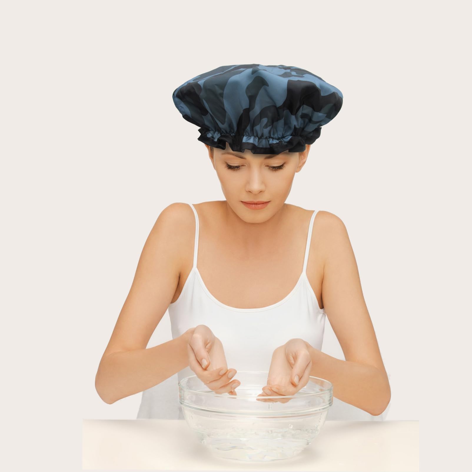 Gorra de ducha ZKLLGHE, borde decorativo añade estilo al uso diario