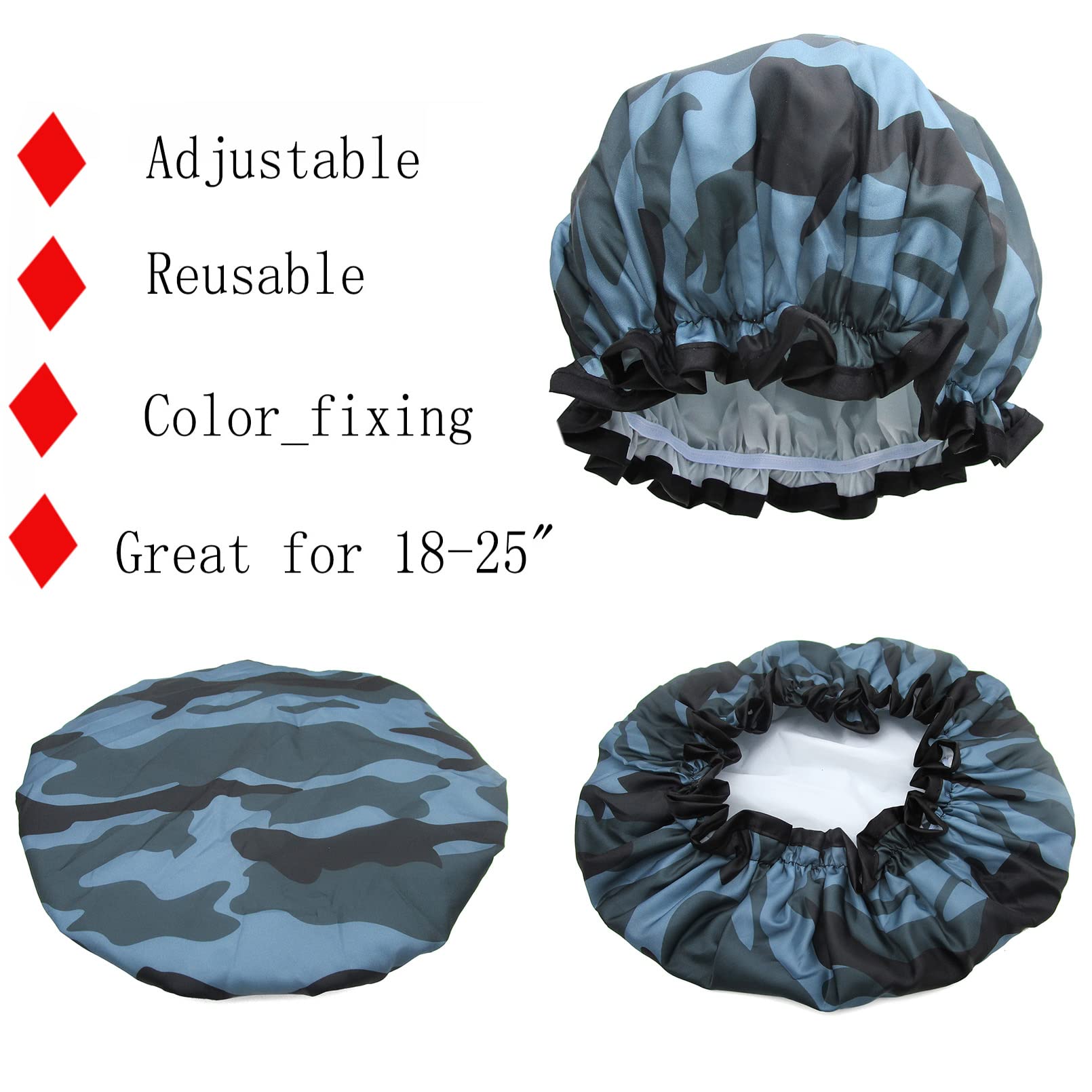 Gorra de ducha ZKLLGHE, PEVA suave tipo satinado para tacto agradable