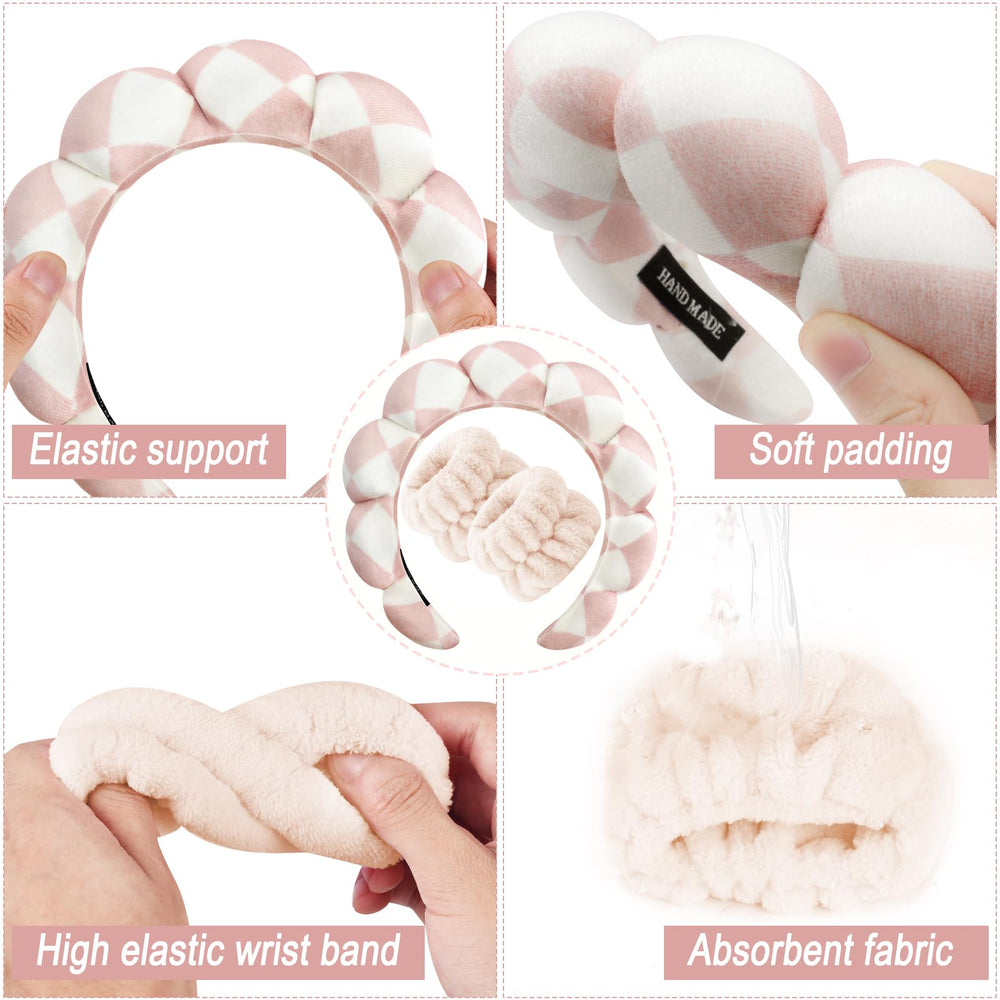 Zkptops pulsera muñeca spa: accesorio suave que ayuda a mantener la cara seca durante el maquillaje.