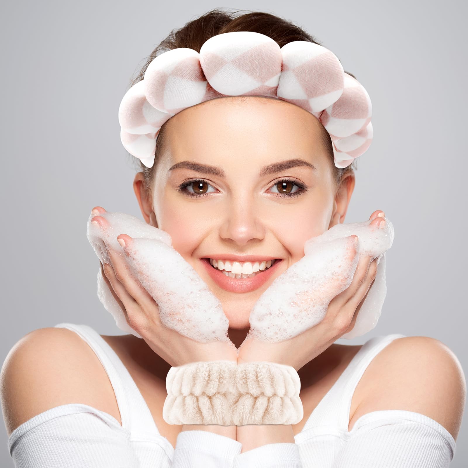 Zkptops pulsera muñeca spa: absorbe sudor y agua, ideal para rutinas de cuidado de la piel.