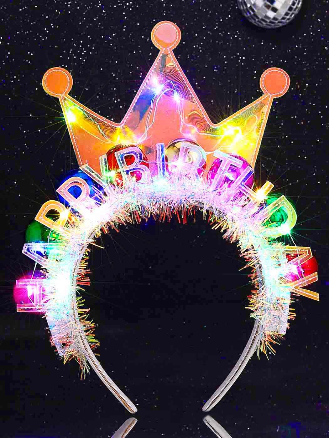 Corona Zoestar con bola LED, primer plano festivo para atuendos de cumpleaños
