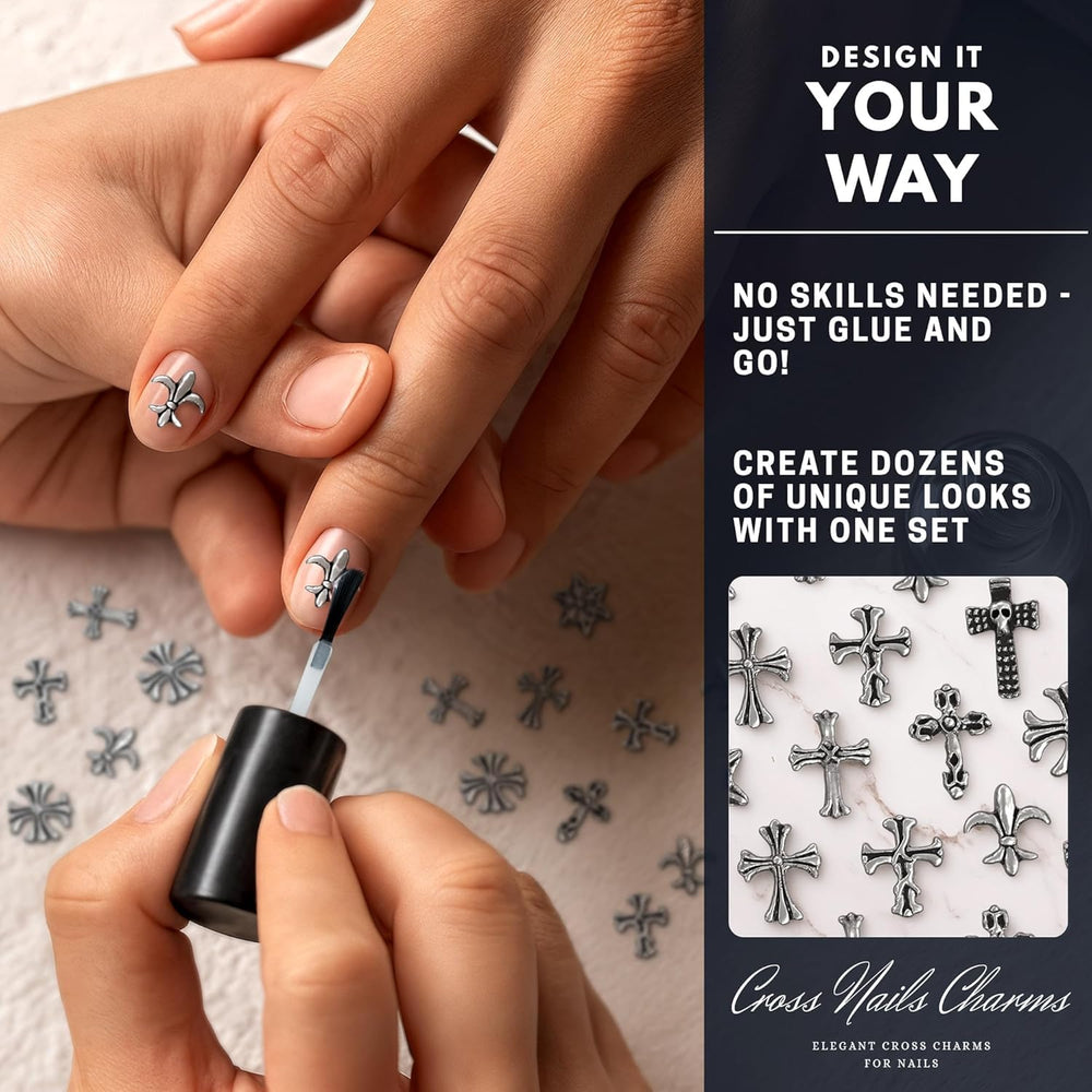 ZOKLU adorno cruz acrilico para arte de uñas, versatil para estilos.