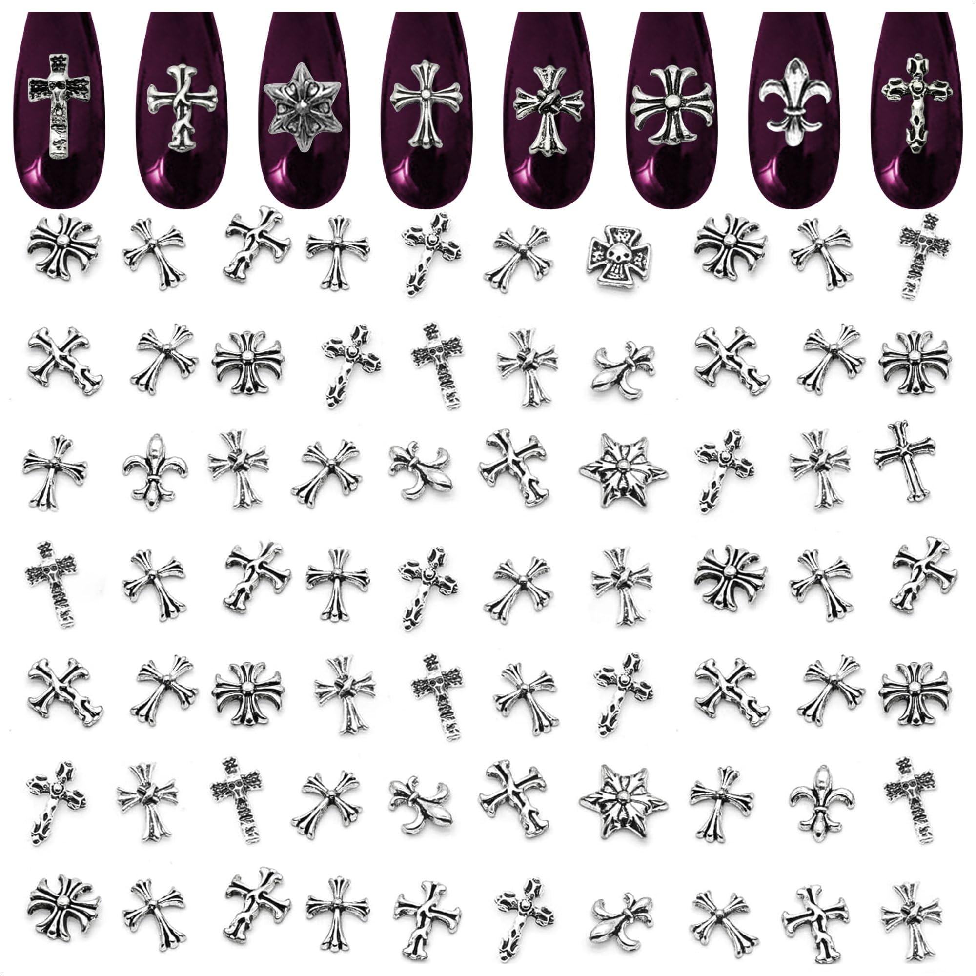 ZOKLU cruz acrilico para uñas, 120 piezas, decoracion duradera para manicuras.