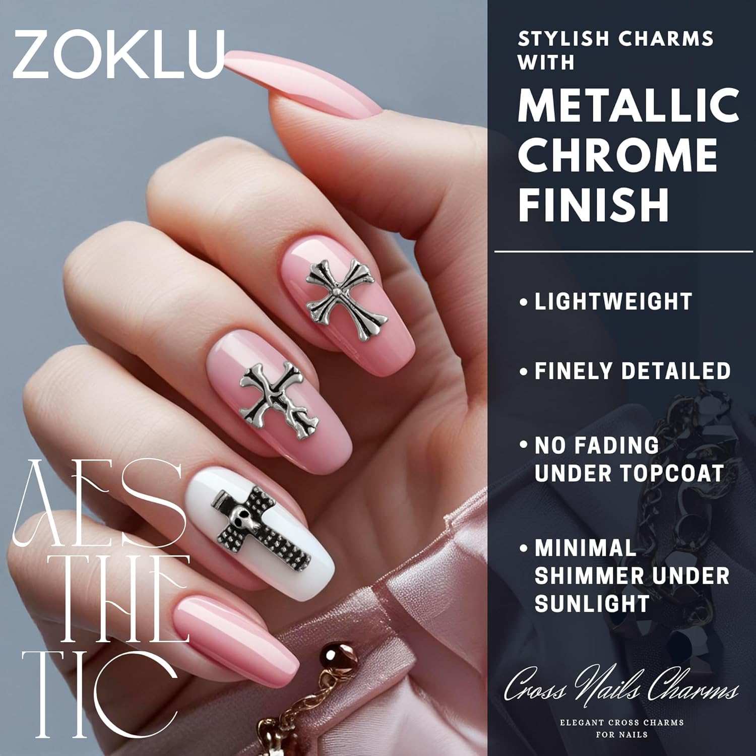 ZOKLU cruz acrilico para uñas, ornamento elegante para salones y bricolaje.