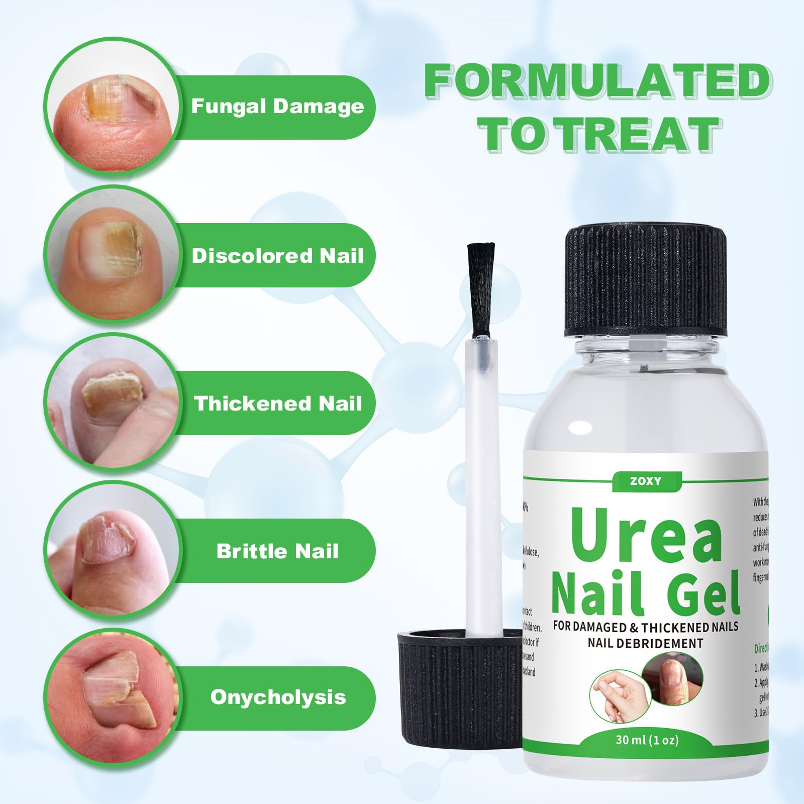 ZOXY 50% gel de urea para uñas, aplicación suave que mejora color y textura