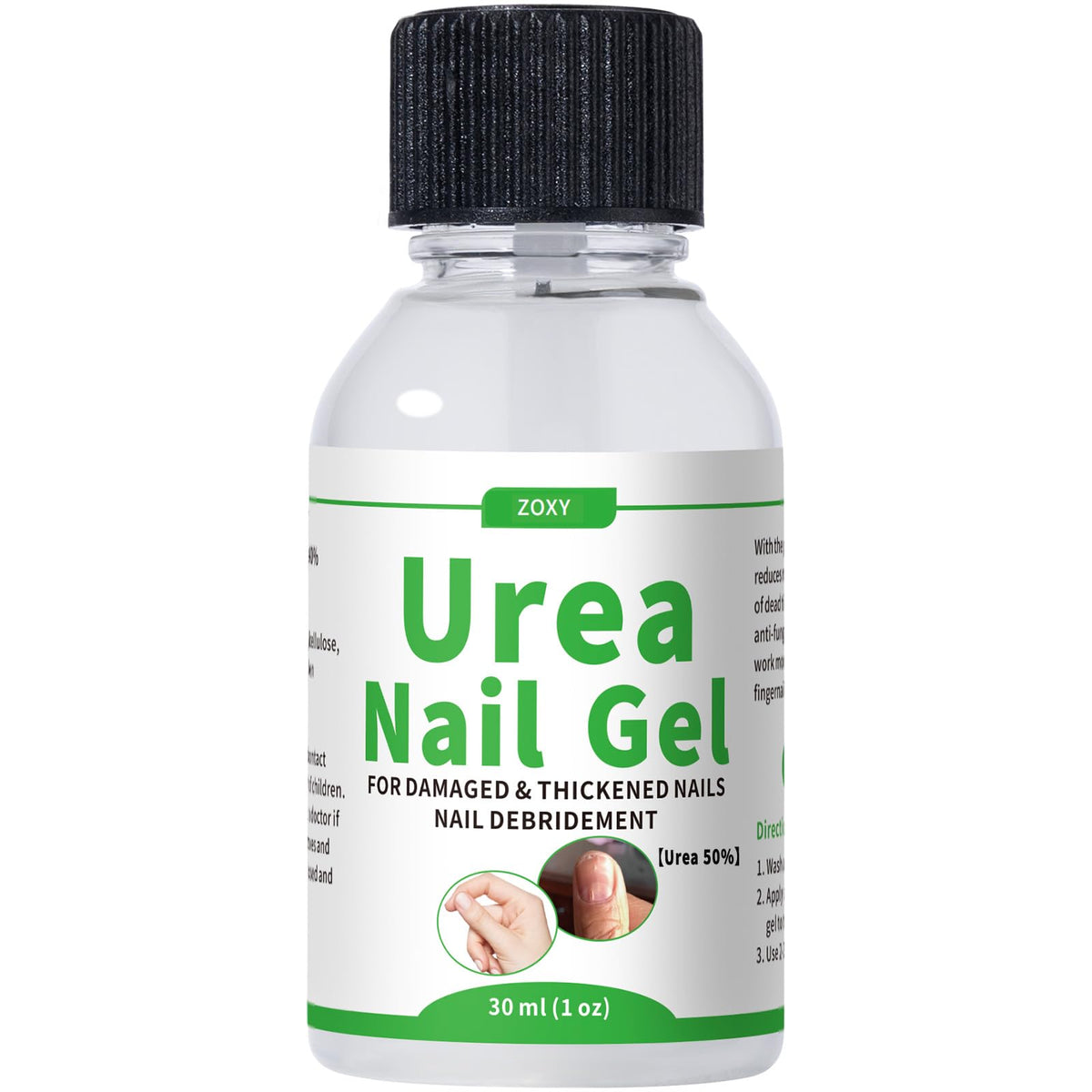 ZOXY 50% gel de urea para uñas: botella elegante que suaviza uñas gruesas