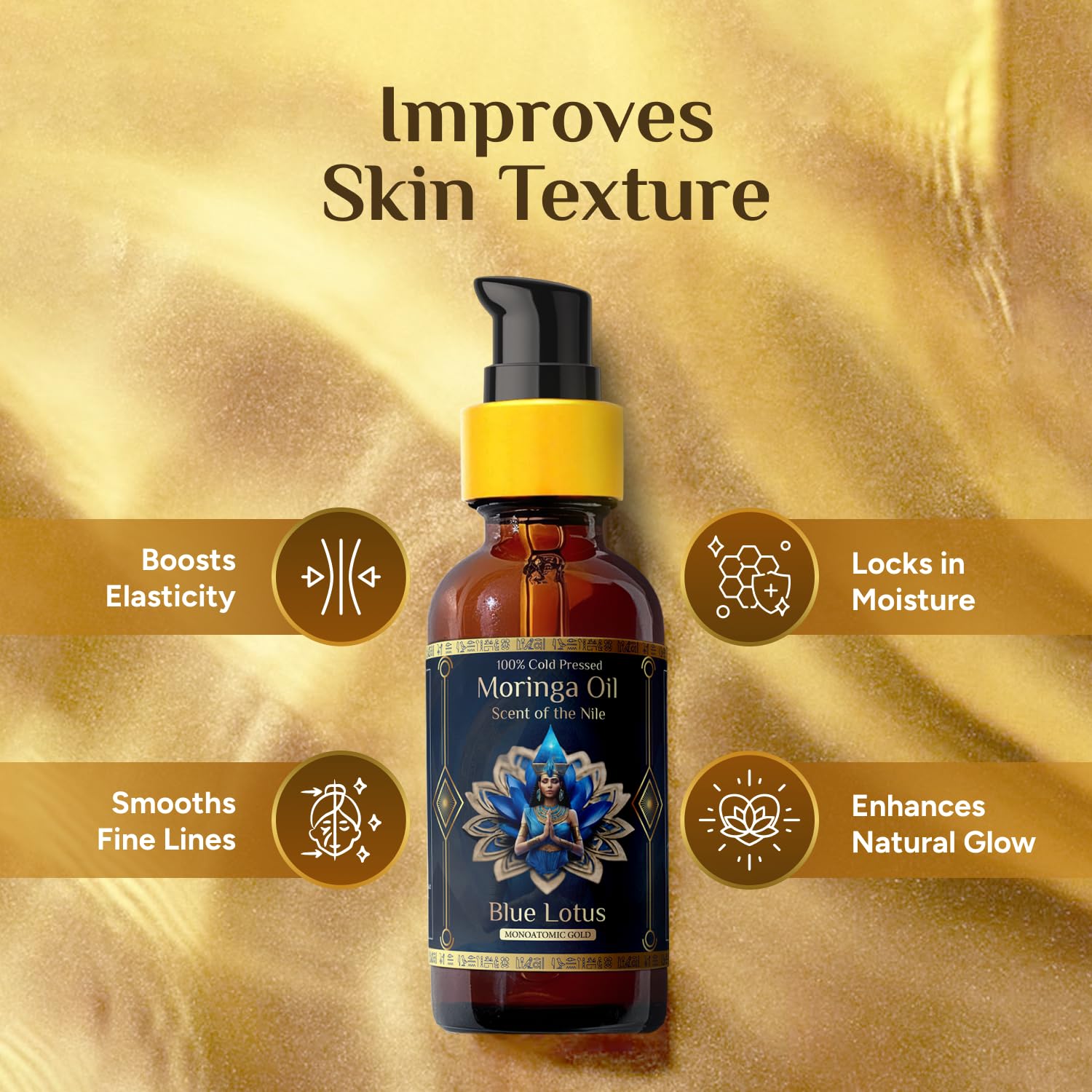 ZP.TECH Aceite moringa loto azul, textura ligera y absorción rápida