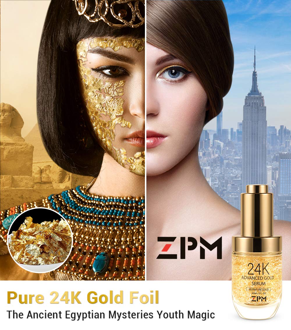 Aplicación suave de ZPM 24K Gold Serum para piel luminosa