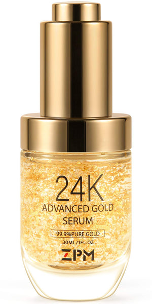 ZPM 24K Gold Serum en frasco con gotero para hidratación profunda